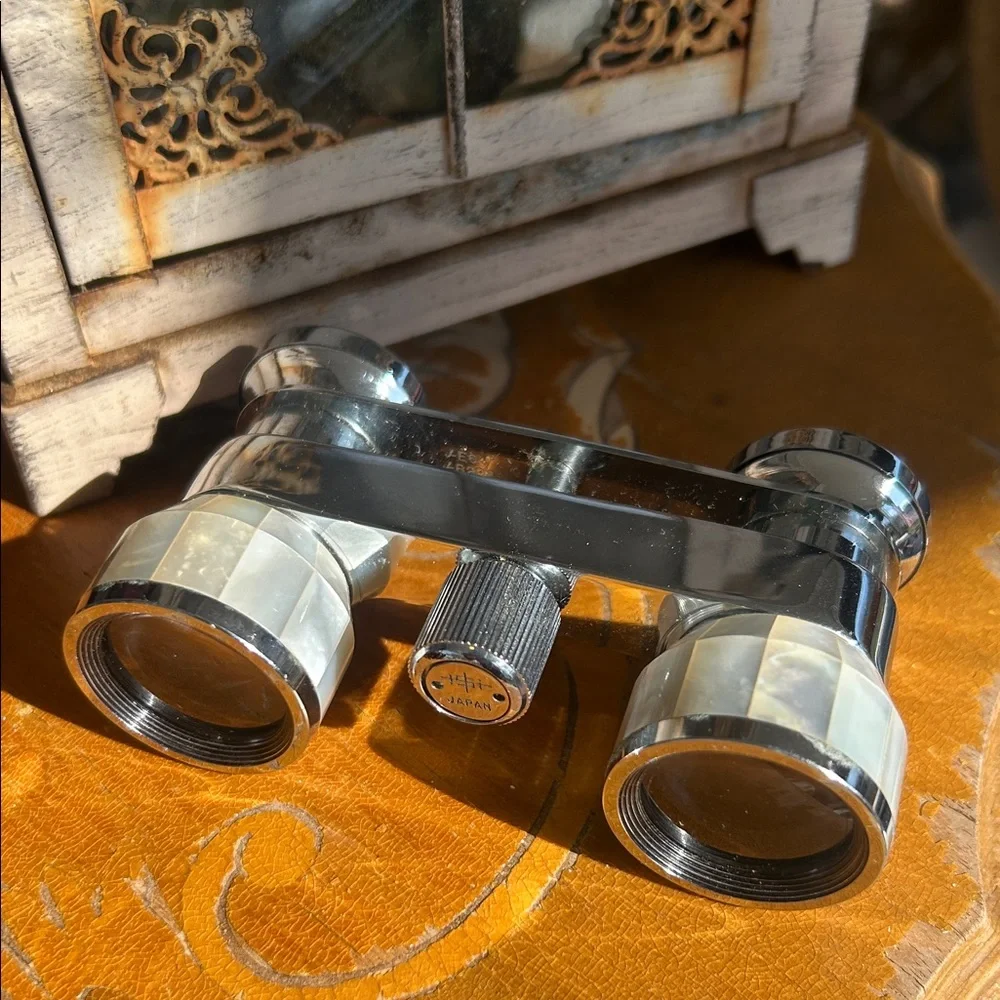 Vintage Opera Glasses with Floral Case